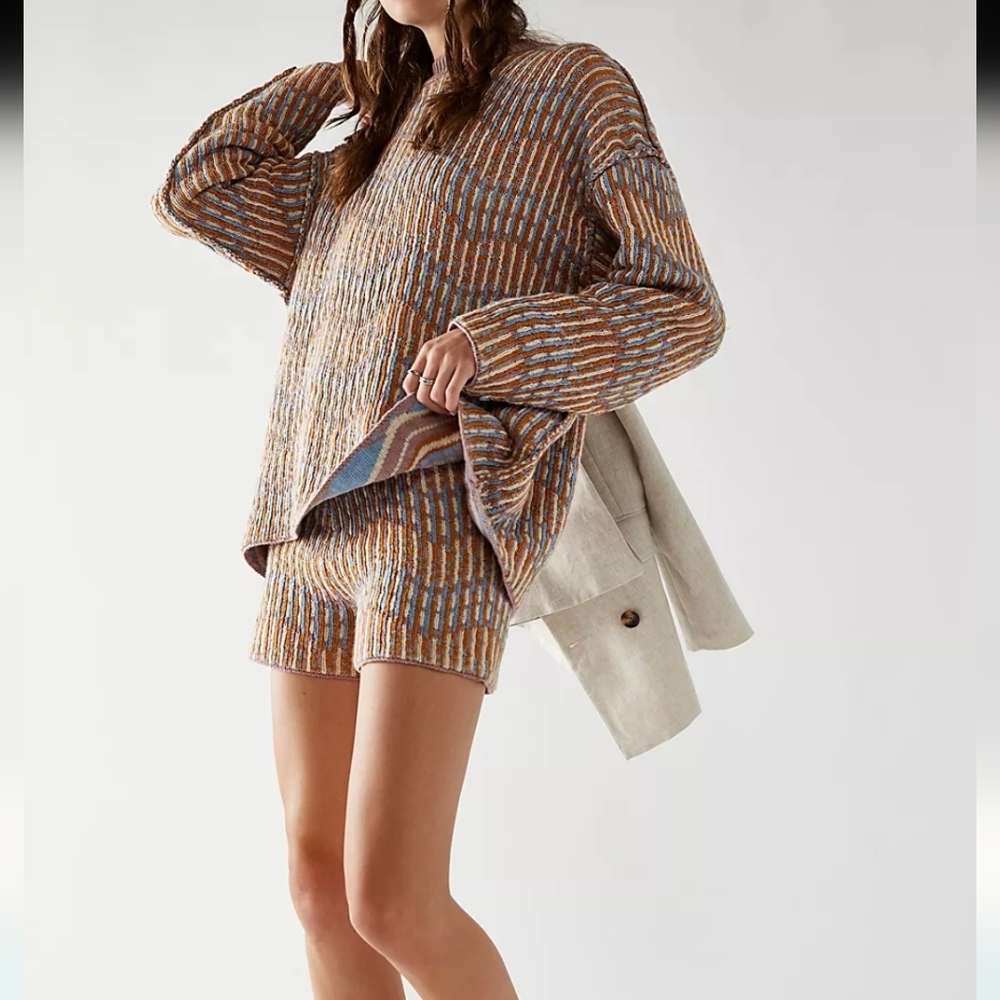 Free People Beach Malibu Knit Sweater and Shorts Set SZ.XS